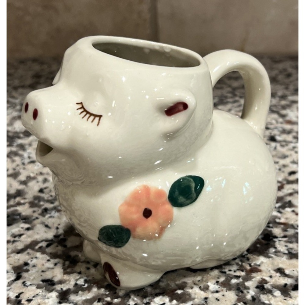SHAWNEE POTTERY SMILEY PIG CREAMER PEACH BLOSSOM No Markings